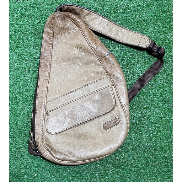 Vintage LL Bean Leather Bag y2k Crossbody Sling Satchel Backpack - Picture 1 of 11